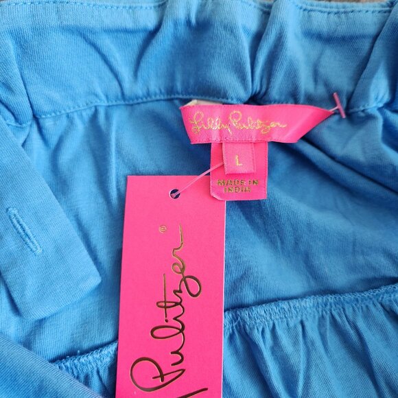 Lilly Pulitzer Miri Midi Dress Lunar Blue Women's L Tiered Adjustable Resort NWT - Picture 4 of 10